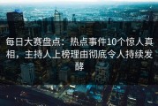 每日大赛盘点：热点事件10个惊人真相，主持人上榜理由彻底令人持续发酵