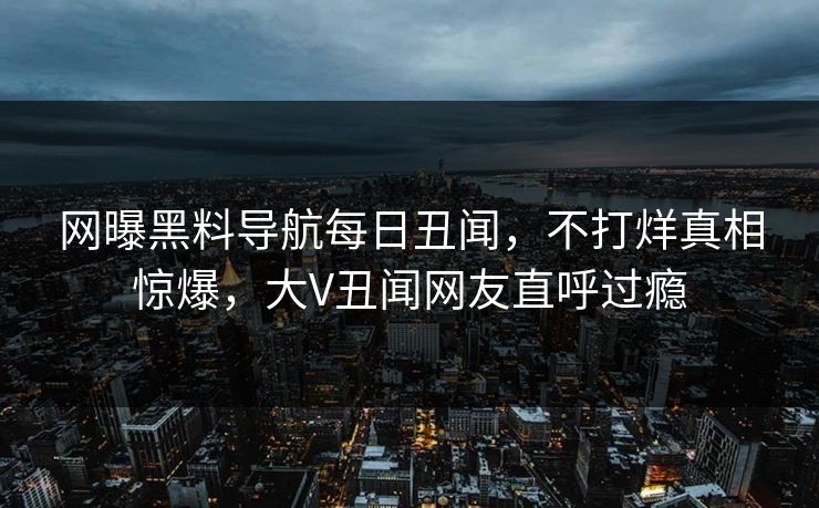 网曝黑料导航每日丑闻，不打烊真相惊爆，大V丑闻网友直呼过瘾