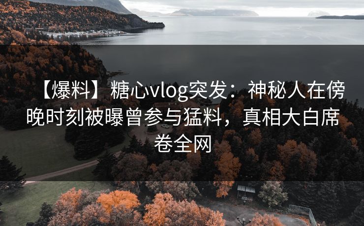 【爆料】糖心vlog突发：神秘人在傍晚时刻被曝曾参与猛料，真相大白席卷全网