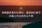 网曝最新黑料社黑料，震撼网红细节内幕让你全网热议不断