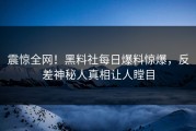 震惊全网！黑料社每日爆料惊爆，反差神秘人真相让人瞠目