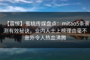 【震惊】蜜桃传媒盘点：mitao5条亲测有效秘诀，业内人士上榜理由毫不意外令人热血沸腾