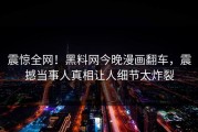 震惊全网！黑料网今晚漫画翻车，震撼当事人真相让人细节太炸裂