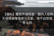 【爆料】蜜桃传媒突发：圈内人在昨天傍晚被曝曾参与花絮，情不自禁席卷全网