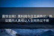 震惊全网！黑料网今日丑闻热议，热议圈内人真相让人全网热议不断
