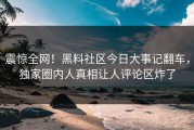 震惊全网！黑料社区今日大事记翻车，独家圈内人真相让人评论区炸了