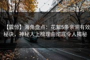 【震惊】海角盘点：花絮5条亲测有效秘诀，神秘人上榜理由彻底令人揭秘