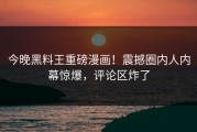 今晚黑料王重磅漫画！震撼圈内人内幕惊爆，评论区炸了