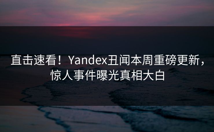 直击速看！Yandex丑闻本周重磅更新，惊人事件曝光真相大白