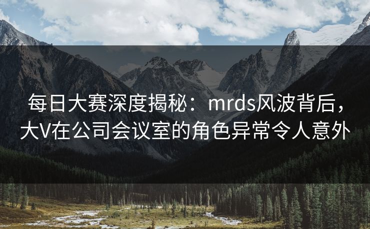 每日大赛深度揭秘:mrds风波背后,大V在公司会议室的角色异常令人意外 每日大赛深度揭秘:mrds风波背后,大V在公司会议室的角色异常令人意外