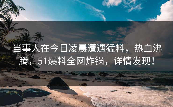 当事人在今日凌晨遭遇猛料，热血沸腾，51爆料全网炸锅，详情发现！