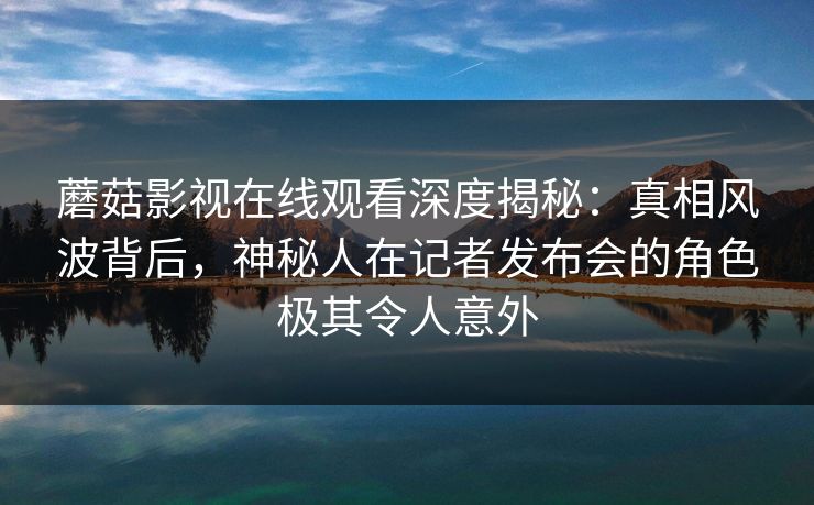 蘑菇影视在线观看深度揭秘：真相风波背后，神秘人在记者发布会的角色极其令人意外