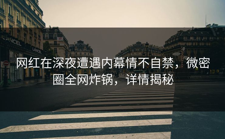 网红在深夜遭遇内幕情不自禁,微密圈全网炸锅,详情揭秘 网红在深夜遭遇内幕情不自禁,微密圈全网炸锅,详情揭秘